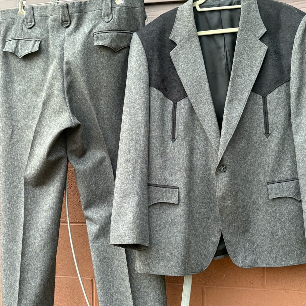 Circle S ROCKABILLY Western Yoke Sport Suit Heather Charcoal Cowboy Men 50R